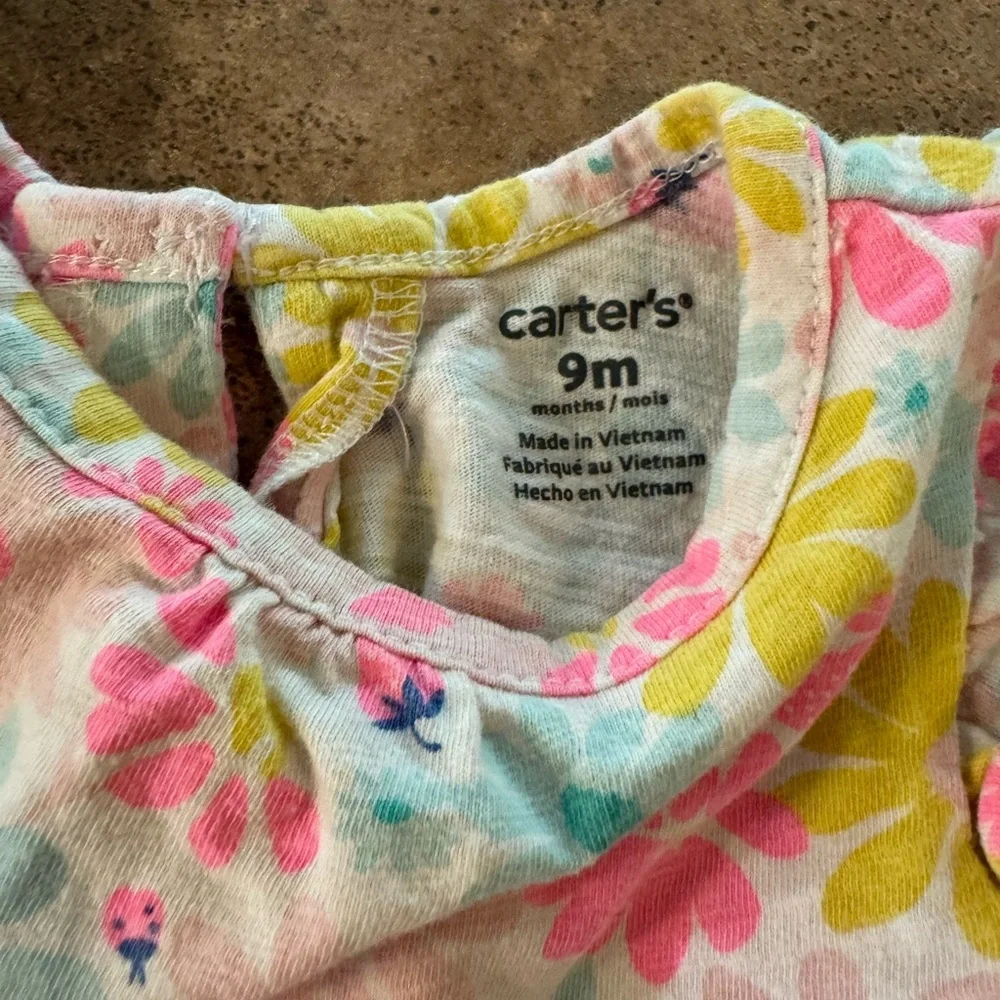 Carters 2 Piece Baby Girl Colorful Floral Casual Dress with Bloomers Size 9M